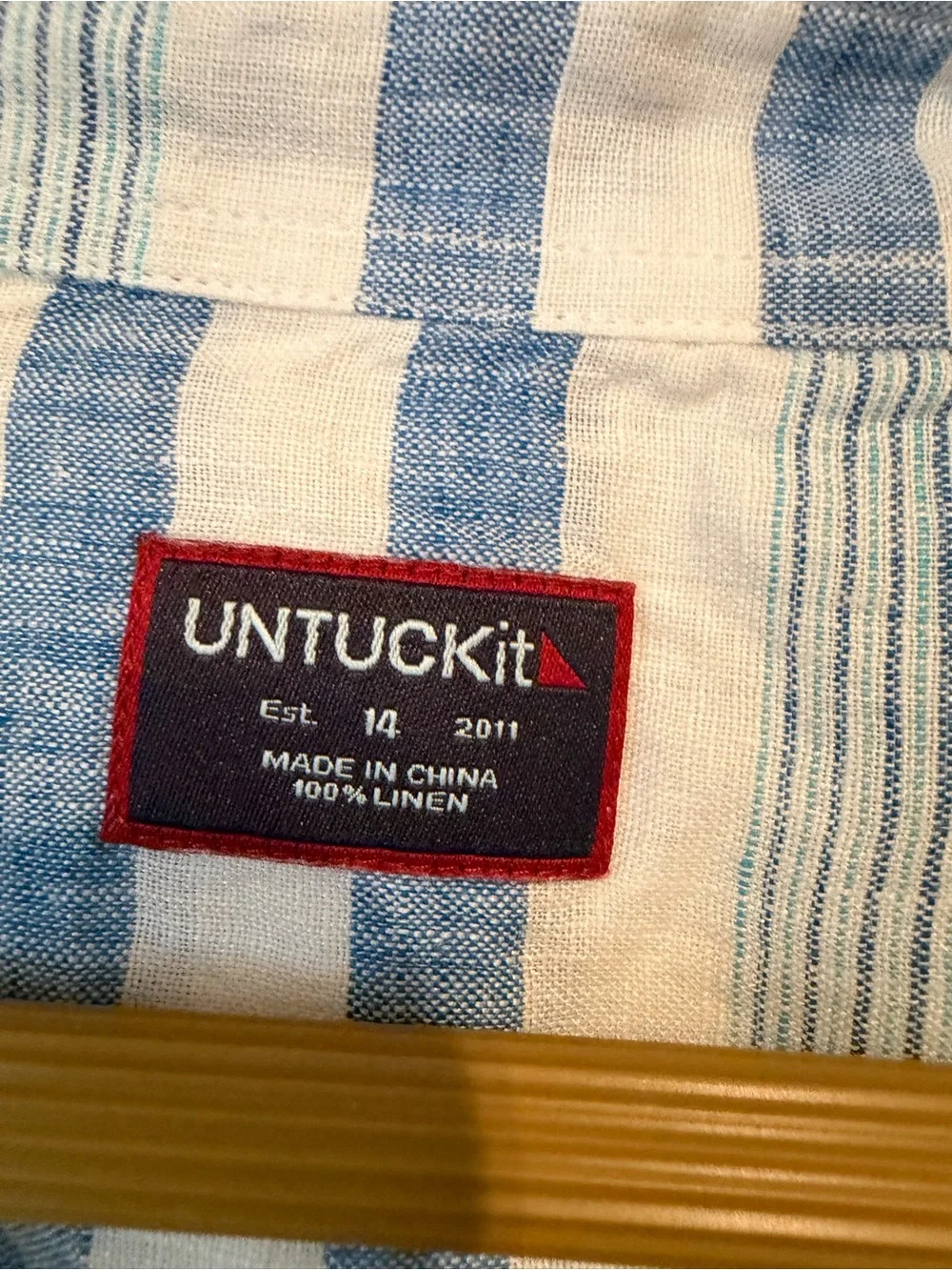 NWT Light Blue 100% Linen Striped Button Down Shirt